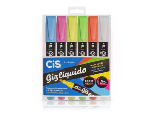 Caneta Giz Líquido Neon – Kit com 6 Cores